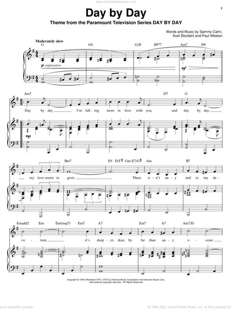 day by day sheet music free